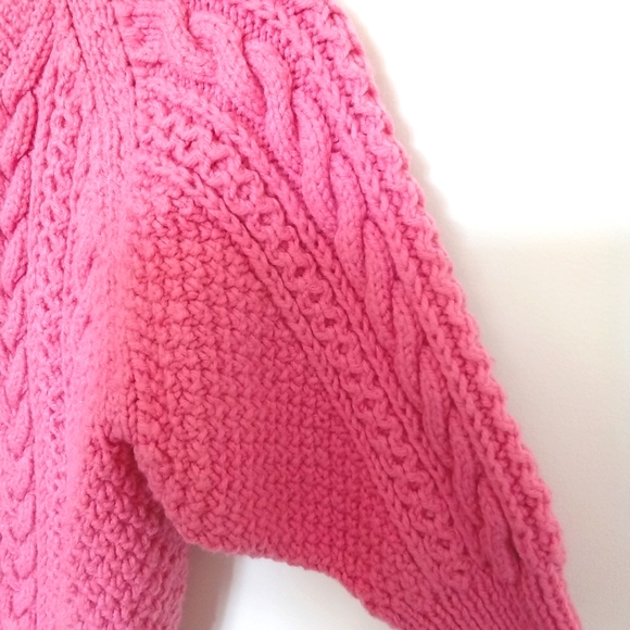 Girls Handmade Cable Knit Crew Neck Cardigan - Picture 7 of 13